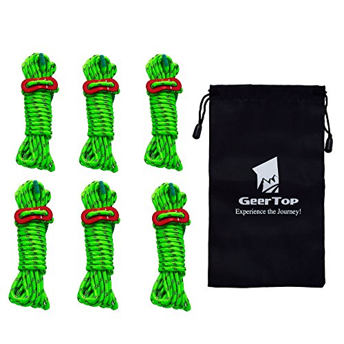 Geertop 4mm reflective tent guide rope guy line cord wi…