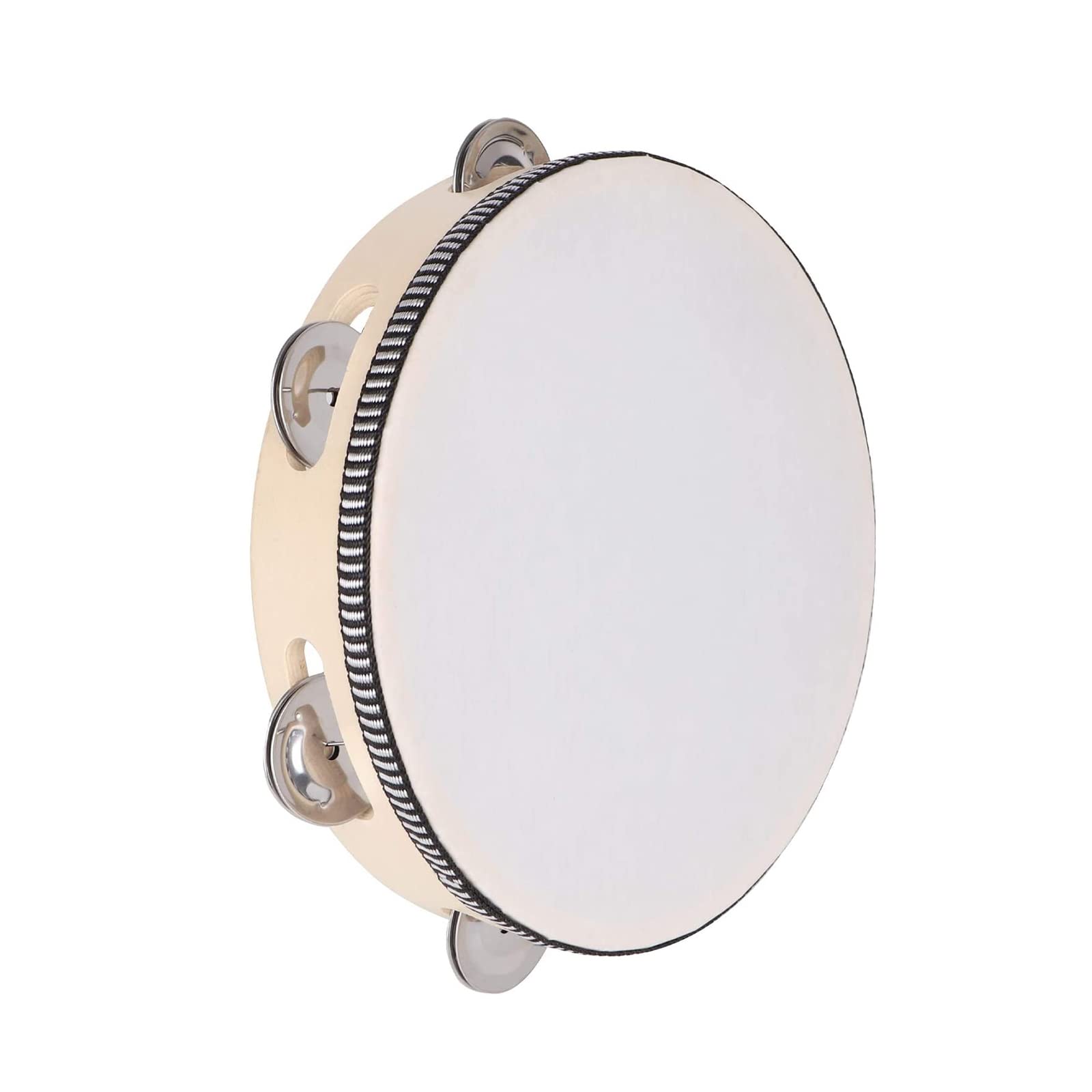 Tambourine Wooden Hand Drum, Drum Instrument for Party Dance & Song Accompaniment, 8 Inches