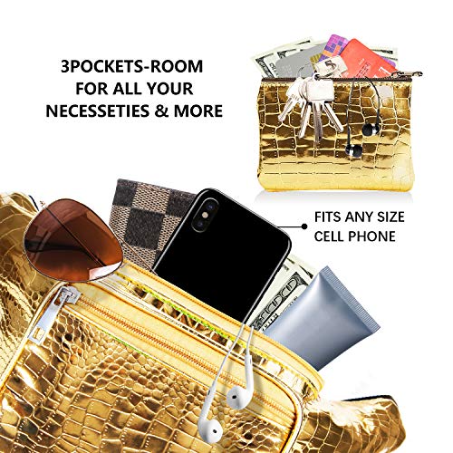 Fanny Pack, Waist Fanny Pack Bum Bag for Women Menï¼ŒWaterproof Waist Pack Retro Neon Fanny Bag for Festival, Rave (gold)
