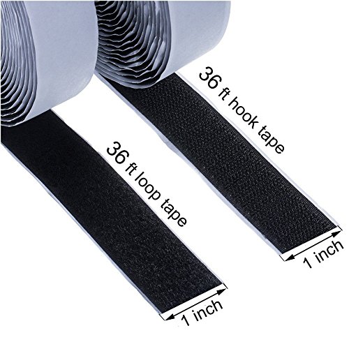 Self Adhesive hook and loop tape roll sticky back strip Adhesive backed Fabric fastener Mounting Tape for Picture and Tools Hanging Pedal Board Fastening by JIHO (3/4INCH, BLACK)
