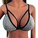 Han Shi Clearance, Women Print Athleisure Bra Yoga Hollow Out Mesh Vest Short Gym Tank Top (L, Gray-B)