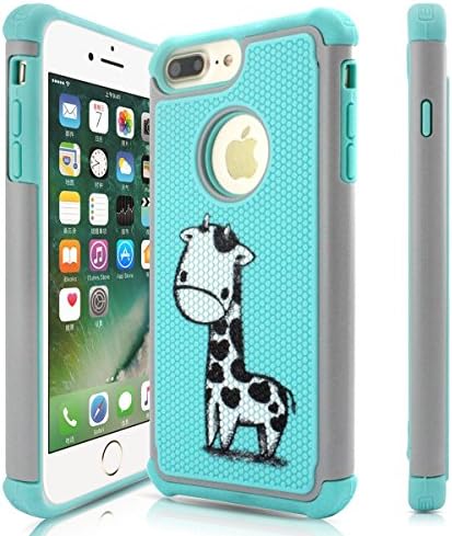 iPhone 7 Plus Case 5.5''(2016) 7 Plus Cover UBetterM [Shock Absorbing] Heavy Duty Hybrid Impact Defender Slim Rugged Cover Shell Plastic Outer Rubber Silicone Inner (Baby Giraffe)