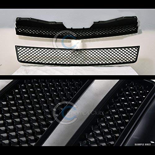 R&L Racing Matte Black Finished Front Grill Grille Luxury Sport Mesh Hood Bumper Cover ABS 2007-2014 For Chevy Avalanche Tahoe Suburban All Models MPN: GM1200596, GM1200563, GM1200590