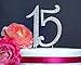 15 Quinceañera Cake Topper | Premium Sparkly Crystal Rhinestones | 15th Birthday or Anniversary Party Decoration Ideas | Quality Metal Alloy | Perfect Keepsake (15 Silver)