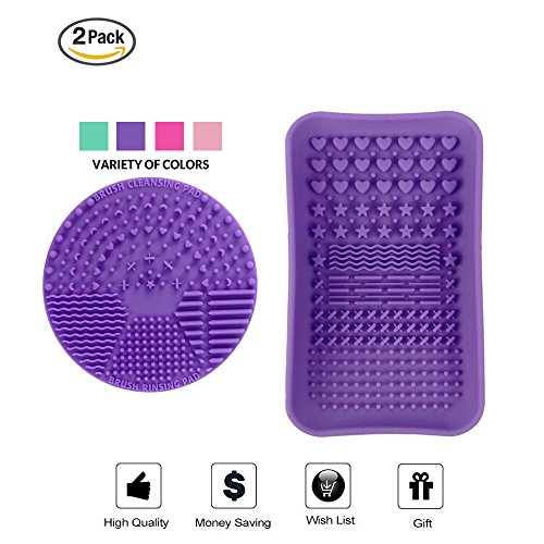 ESARORA Makeup Brush Cleaning Mat, Makeup Brush Cleaner, Makeup Brush Cleaning Mat & Makeup Brush Cleaning Plate Portable Washing Tool More Easy to Clean Makeup Brush (Purple)