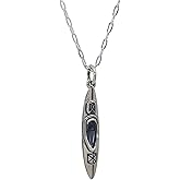 EnCharmed Sterling Silver Kayak Charm Necklace, White Water River Pendant Jewelry, 18"