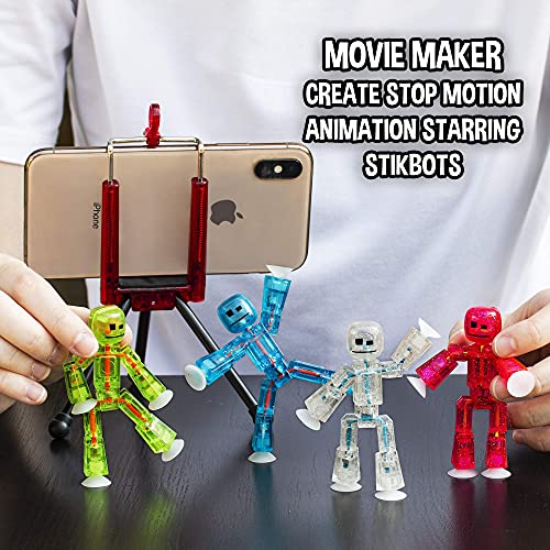 Zing Stikbots, Set of 4 Clear Stikbot Poseable Action Figures and