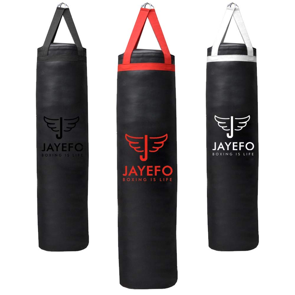 Jayefo Punch Bag Boxing Training – Hanging Punching Bag for Boxing, Karate, Muay Thai, Kickboxing, MMA, Bracket for Training at Home & Gym, Heavy Bag 70 to 100 lbs | Unfilled 4ft (Red)