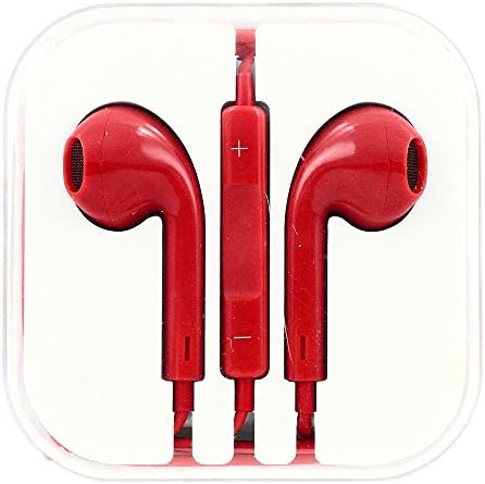 2 Pack Wired In-Ear Earphones with Mic and Volume Control for Apple, Android and Windows Devices(2Pack, Red)