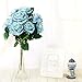 Silk Rose Blue 10 Heads SOLEDI Artificial Flower French Rose Fake for Bridal Bouquet Wedding Living Room Table Home Garden Decoration