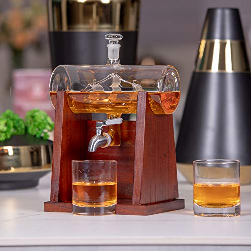 Jillmo Decanter, 1250ml Whiskey Decanter Set with 2 Whiskey Glasses