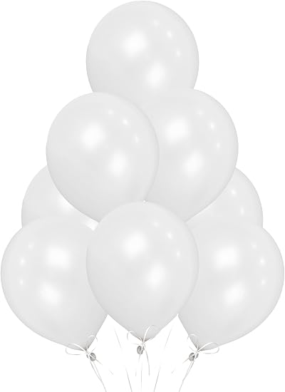 SHATCHI White Balloons 10 Pack 12 Inch Biodegradable Latex Helium Party Decor