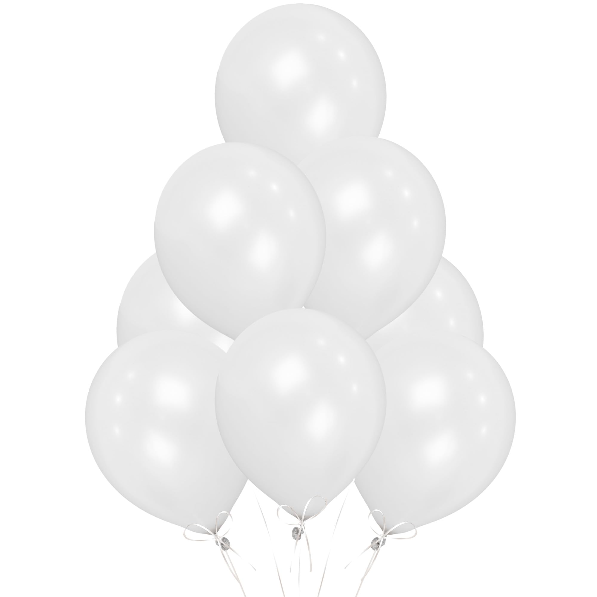 White Balloons 10 Pack, Large 12 Inch Thick Latex Biodegradable Helium Party Balloons for Birthday, Wedding, Baby Shower, Valentine's Day Events Decoration for Balloon Arch Garland
