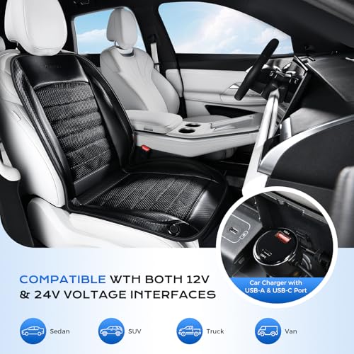 Coverado Summer Seat Covers with 2 Fans, Adjustable 3 Speeds Ventilated Seat Cushion Adaptable Universal for Car Truck SUV Van All Vehicles