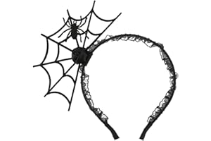 JIALWEN Halloween Spider Web Hair Hoop Cosplay Masquerade Spider Headband Costume Accessory (Black)