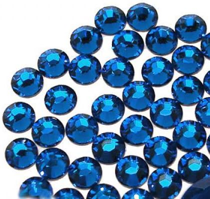 1440 pcs DMC Iron On Hotfix Hot Fix Glass Crystal Rhinestone 36 Colors and 4 Sizes (SS6/2mm, SS10/3mm, SS16/4mm, SS20/5mm) Available (Capri Blue - LR506, SS10/3mm)