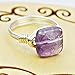 Square Amethyst Gemstone Bead and Sterling Silver or Gold Filled Wrapped Ring- Made to size 4 -14