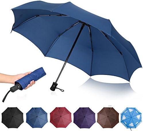 QHUMO Compact Travel Umbrella Windproof, Auto Open Close Umbrellas for Women Men