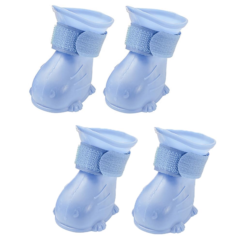 4 Pieces Dog and Cat Rain Boots - TEP Paw Protector Walking Shoes for Puppies and Kittens - Outdoor Waterproof Anti-Slip Shoes With Adjustable Hook and Loop Tape