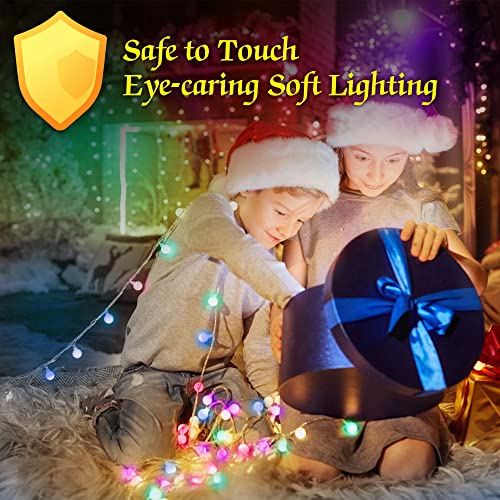 120led Lichterkette Kugeln, 17M Lichterkette Außen Bunt, Partylichterkette mit Stecker für Innen und Außen, 8 Modi und Merk Funktion, Ideale Party deko, Kinderzimmer, Balkon, Weihnachtsbeleuchtung