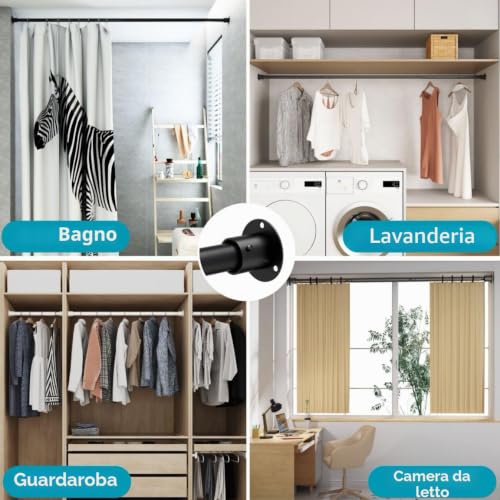 Clothes Hanging Rail, Clothes Rail Extendable Clothes Rail for Bedroom Window Showers 65-110cm Diameter 32mm White