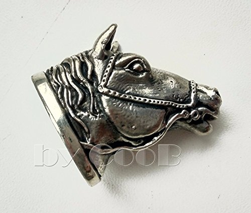 CooB - by Finger Guard & Knives Knife Pommel Bolster Silver/Bronze for Custom Handle Knife Making + Branded Lucky Dice Bead for KNIFE LANYARD, PARACORD BRACELETS in GIFT! (HORSE) - Thumbnail 2