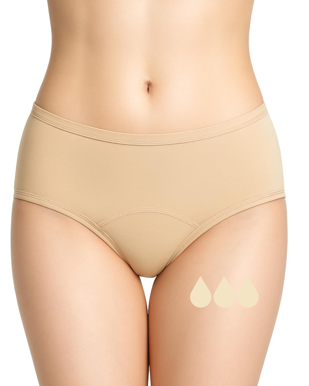 NoBlood Period Pants Heavy Flow for Women and Teenage Girls - Washable - Cotton - Eco-friendly - Menstrual Underwear - Absorbent Periods Undies - Womens Teens Girl (Nude-Mohina, 3XL)