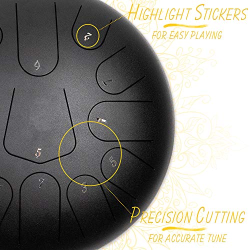Steel Tongue Drum 13 Note 12 Inch, Handpan Drum, Percussion Instruments