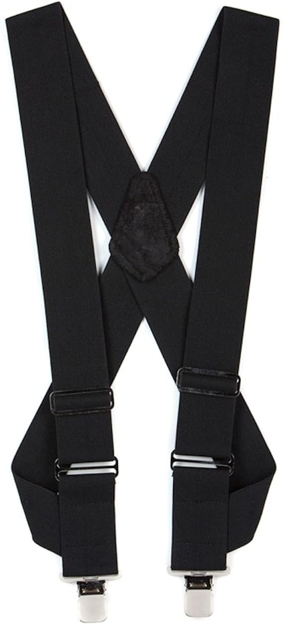SuspenderStore Men's Black Side Clip Suspenders 2Inch Wide