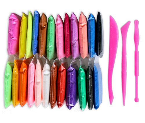 BBLIKE Air Dry Clay,Ultra Soft Polymer Clay Soft Modeling Craft Plasticine Alternative, Sculpture Tool set Modelling Moulding Tool set,24 Colours,without using oven
