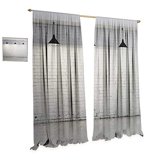 Anniutwo Abstract Patterned Drape for Glass Door Brickwork Concrete Room with Three Ceiling Lamps Modern Minimalistic Design Waterproof Window Curtain W96 x L108 Black and White