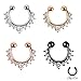 Fake Faux Nose Ring Rhinestone Septum Unique Women Nose Studs Nail Hoops Clip on Hanger Cute Body Jewelry 4PCS White Rhinestone Edge