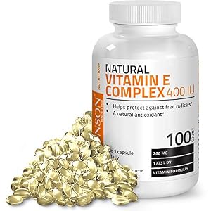 Image of Natural Vitamin E Complex Supplement 400 I.U. (80% D-Alpha Tocopherol), Natural Antioxidant Helps Protects Against Free Radicals, 100 Softgels