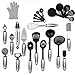 25 Piece Kitchen Tools Set Stainless Steel and Nylon Utensils Tongs, Spatula, Pizza Cutter, Bottle Opener, Brush, Spaghetti server, Soup ladle, Big Whisk,AND MORE buy it and GET Silicon Oven Glove