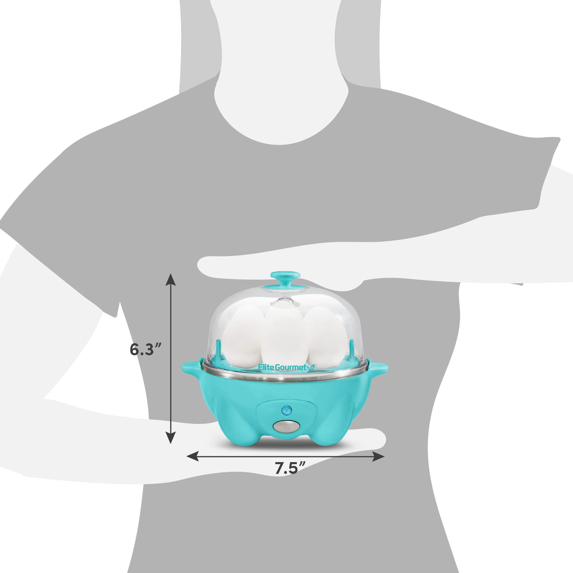 Elite Gourmet Easy Electric 7 Egg Capacity Soft, Medium, Hard-Boiled Cooker Poacher, Scrambled, Omelet Maker with Auto Shut-Off and Buzzer, BPA Free