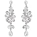 BriLove Wedding Bridal Dangle Earrings for Women Victorian Style Crystal Cluster Teardrop Leaves Dangle Earrings Clear Silver-Tone