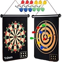 Yuham Magnetic Dart Board Indoor Outdoor Games for Kids and Adults with 12pcs Safe Darts, Easily Hangs Anywhere