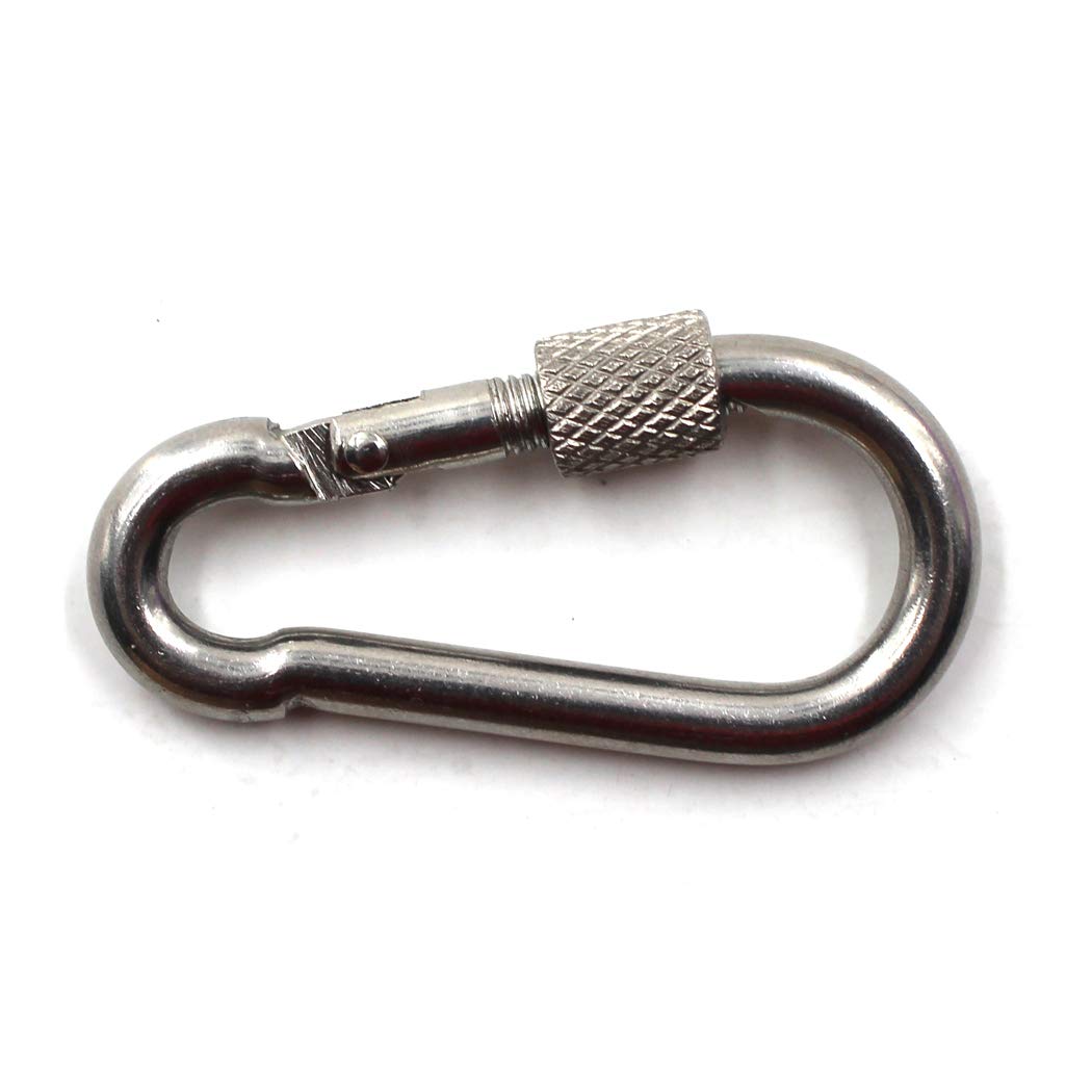 M10 Locking Carabiner Climbing Keychain 304 Stainless Steel Spring Snap Hook Clip Hook Pack Of 2