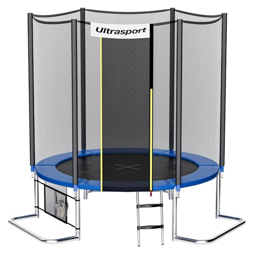 Ultrasport SICHERSTE Trampolin Outdoor Kinder Ø180/244/305/366/430 cm bis 150 KG I Leise Gummiseilfederung I Komplettset mit Sicherheitsnetz (All in) 