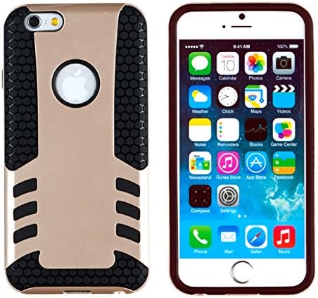 iPhone 6 Plus + Case, DandyCase 2in1 Hybrid ROCKET Full-Body Dual Layer Shock-Protector Slim Case Cover for Apple iPhone 6 Plus (5.5" screen) - (Champaign Gold & Black)