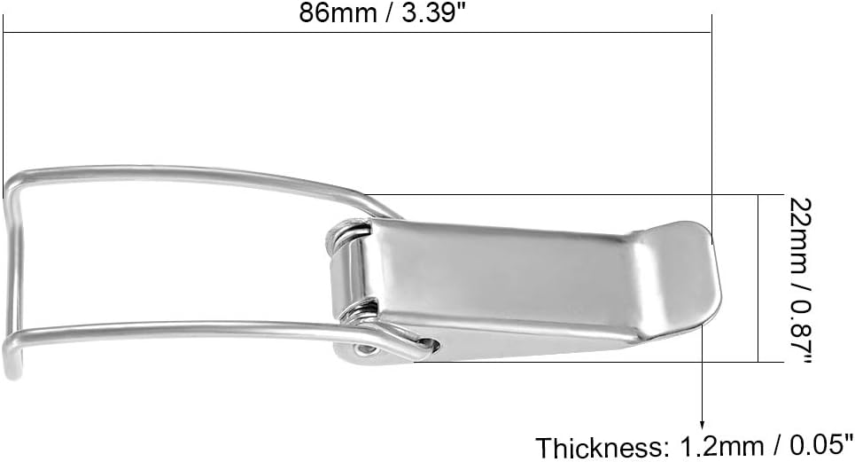 sourcing map Stainless Steel 201 Spring Loaded Draw Toggle Latch Catches Hasp, Pack of 2 (86mm / 3.39" Length) - Image 3