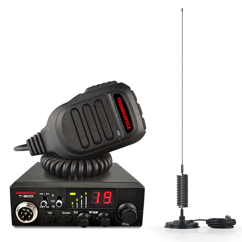 CB Radio Kit | Thunderpole T-800 + Mini Orbitor Mag Aerial | 12v AM/FM CB Radio & Antenna Starter Pack