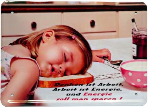Tin Sign 15 x 21 cm "Denken ist Arbeit" [German Language] with Retro Nostalgia Design MJ 06