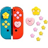 PERFECTSIGHT Cute D-Pad Button Caps Silicone Thumb Grips Set, ABXY Key Buttons Sticker Joystick Cover Caps Compatible with Nintendo Switch/OLED - Star+Heart