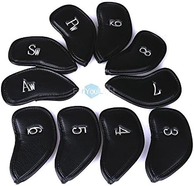 10 pcs Black PU Leather Golf Iron Head Cover For Ping Callaway Taylormade Putter