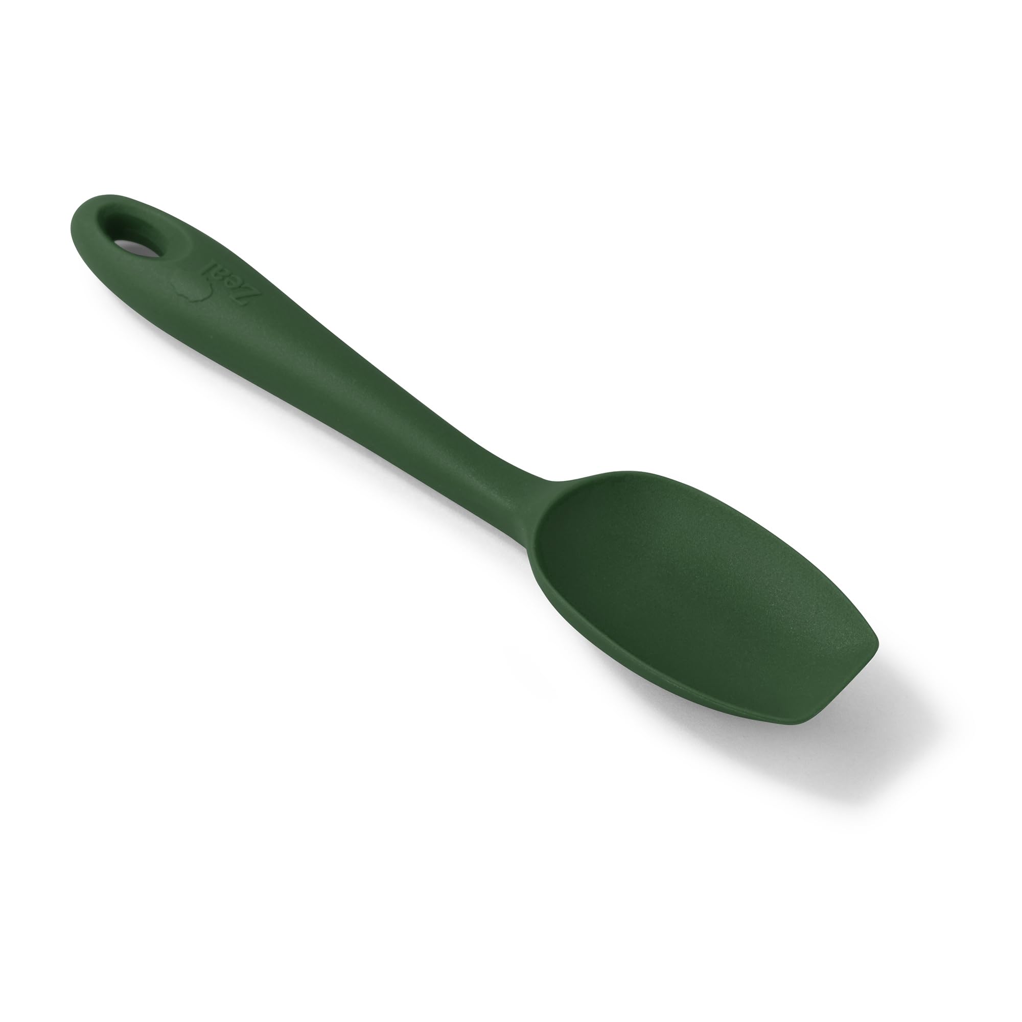 Zeal Silicone Spatula Spoon, Non-Stick Flat-Ended Cooking Spoon Spatula for Scraping, Scooping and Stirring – Odour and Stain Resistant, 20cm, Forest Green