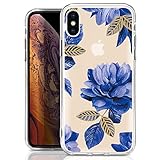 ivencase iPhone Xs Max Case,iPhone Xs Max Clear Silicone Case with Flower,Shockproof Soft TPU Thin Clear Cute Bling Floral Bumper Cover for iPhone Xs Max - 6.5 Inch