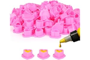 200PCS Heart Tattoo Ink Cups with Assemble Base Disposable Stable Plastic Pigment Caps 3 Colors Tattoo Ink Holder Cups for Pe