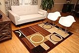 Feraghan/New City hil1032brown_2x4 Contemporary Modern Squares Circles Wool Area Rug, 2' x 3', Brown/Beige
