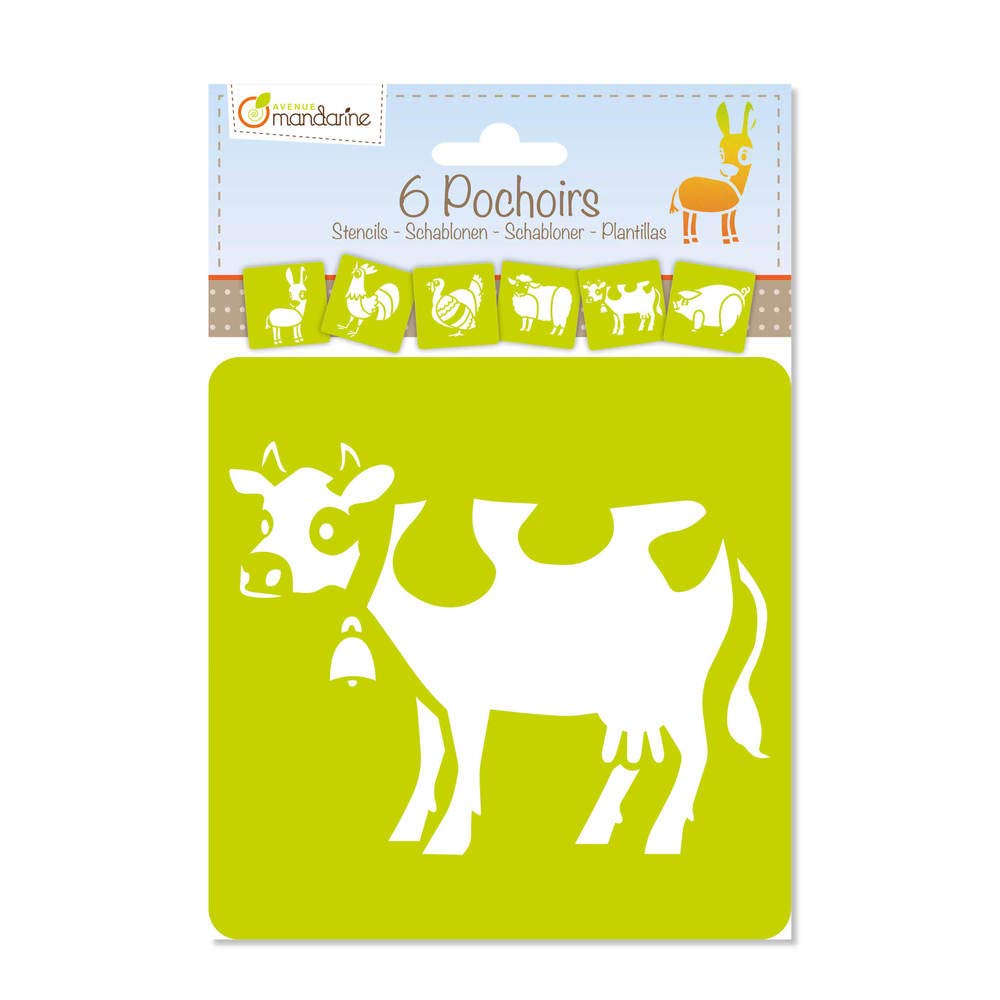 Avenue Mandarine - Ref 42440MD - Stencil Set - Farm Animals Designs - 6 Stencils Per Pack, Translucent for Easy Placement, Compatible with Felt Tips, Pencils, Paint & More — image 1